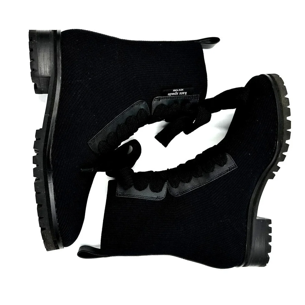 Kate spade new york Merigue Knit Combat Boots Size 5.5